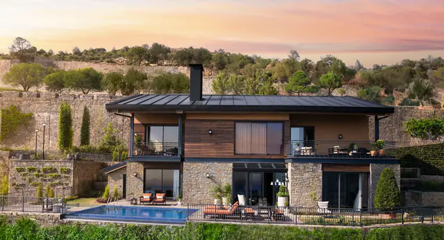 Villa with a pool at sunset, Eldeco Terra Grande